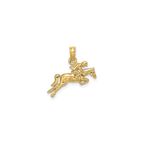 Jockey on Jumping Horse Pendant (14K)