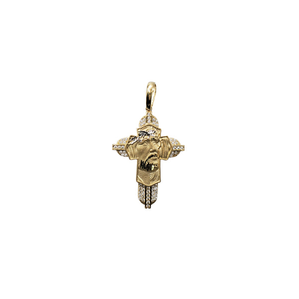 Jesus Face Cross Pendant (14K)