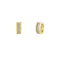 Diamond Two-Tone Ridged Huggie Earrings (14K)