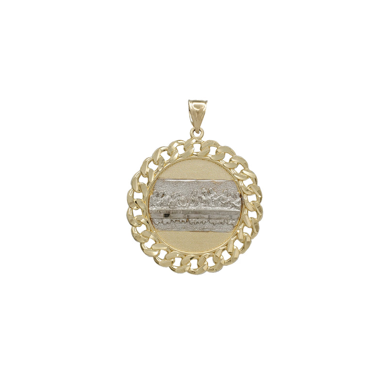 Diamond-Cuts Two-Tone Last Supper Round Pendant (14K)