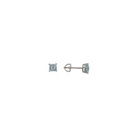 Aquamarine Square Stud Earrings (Silver)