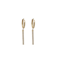 Diamond Dangling Pillar Huggie Earrings (14K)