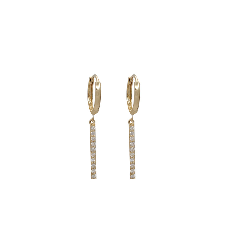 Diamond Dangling Pillar Huggie Earrings (14K)