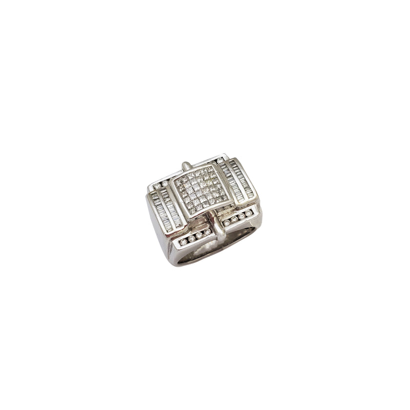 Invisible Setting Princess Cut ,Round and Baguette Diamond Men's Ring (14K)