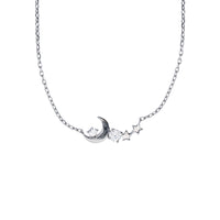 Moon & Star Necklace (Silver)