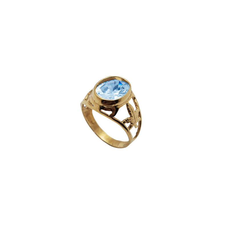 Marijuana Band Bezel-Set CZ Ring (14K)