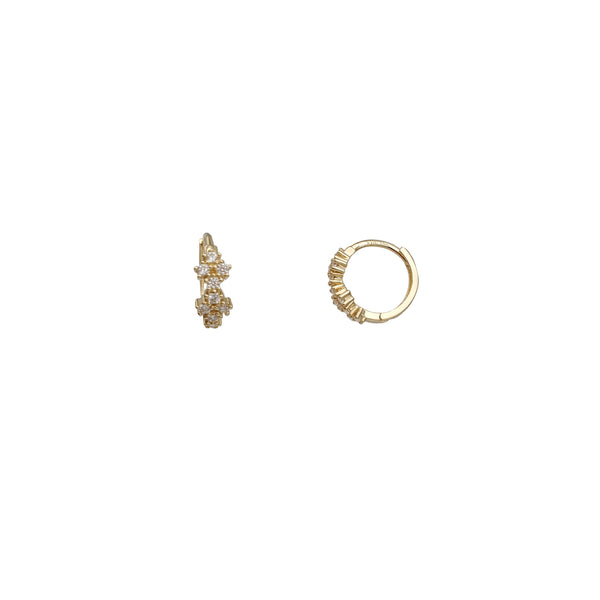 Yellow Gold CZ Huggie Earring (14K)