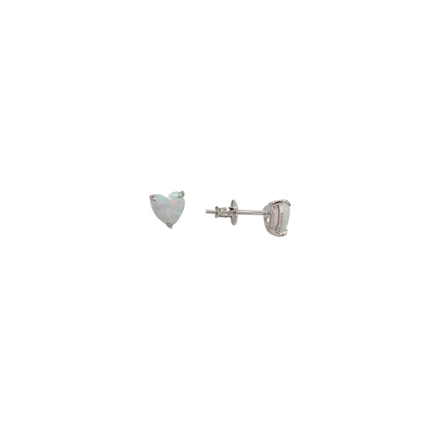 Opal Heart Stud Earrings (Silver)