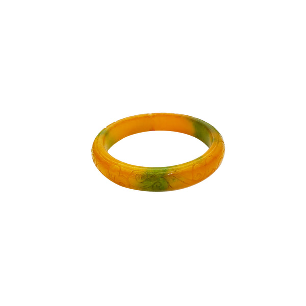 Orange & Green Textured Jade Bangle