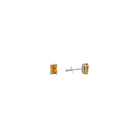 Synthetic Citrine Stud Earrings (Silver)