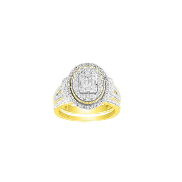 Diamond Oval Shape Baguette & Round Stone Ring (14K)