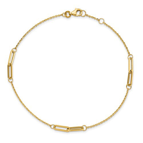 Paperclip Link Anklet Bracelet (14K)