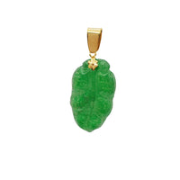 Green Jade Leaf Pendant (14K)