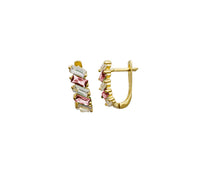 Baguette CZ Huggie Earrings (14K)