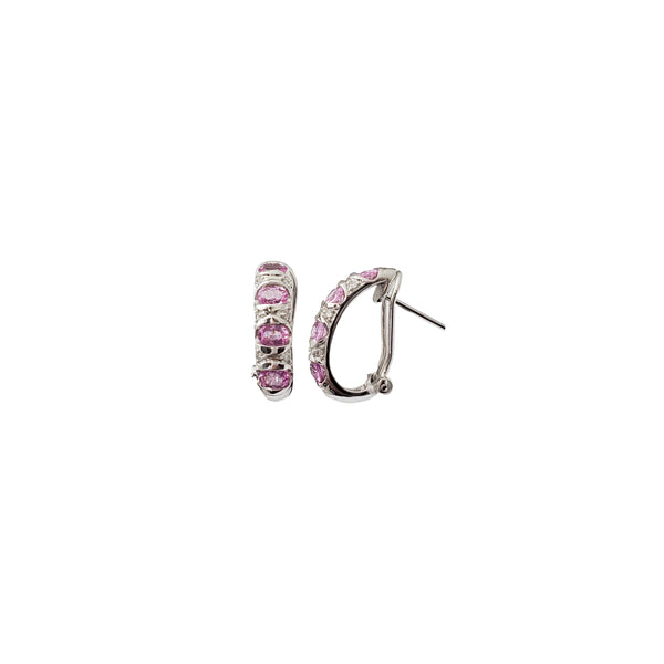 Pink Sapphire & Diamond Huggie Earrings (14K)