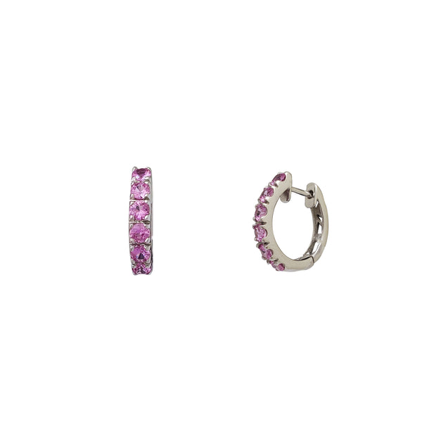 Pink Sapphire Huggie Earrings (14K)