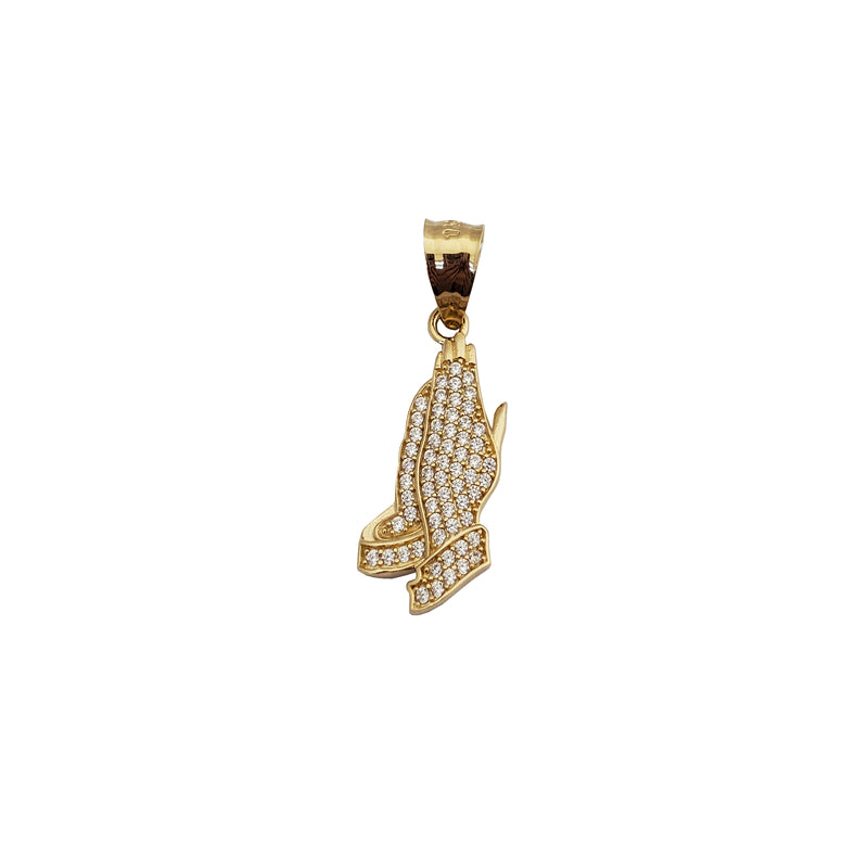 Iced-Out Praying Hand Pendant (14K)