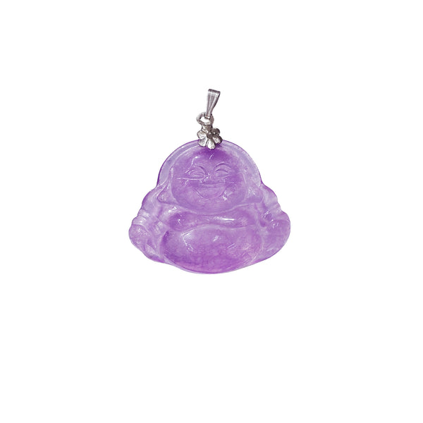 Purple Jade Buddha Pendant (14K)