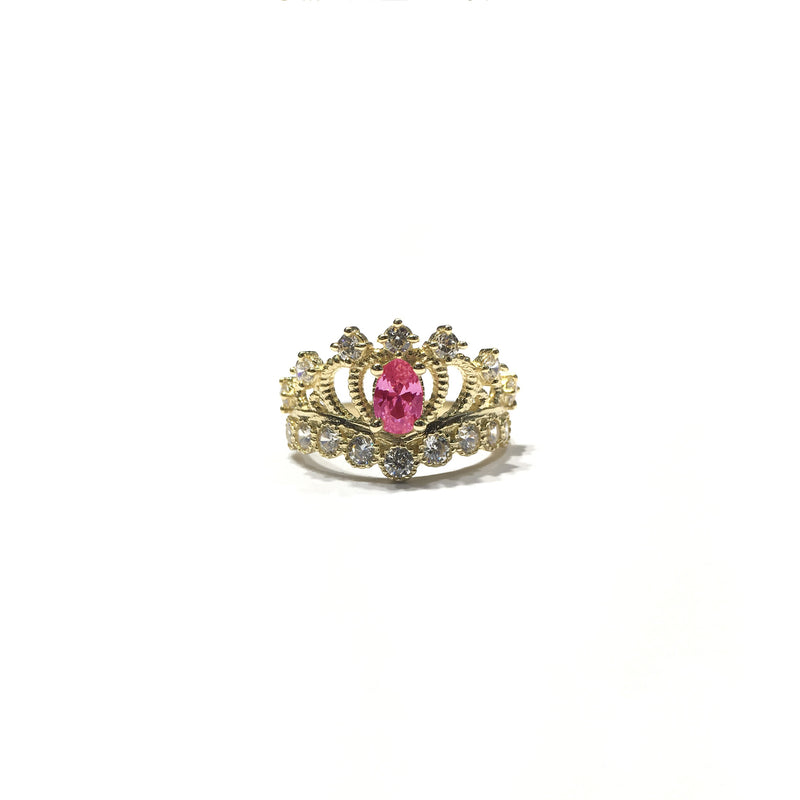 October Birthstone Princess Crown CZ Ring (14K)