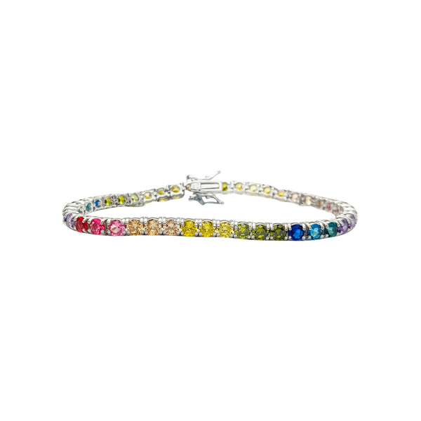 Circle Shape Rainbow Tennis Bracelet