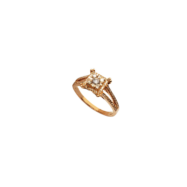 Square Setting Diamond Engagement Ring (14K)