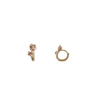 Two Tone Rose Flower Huggie Earrings (14K)