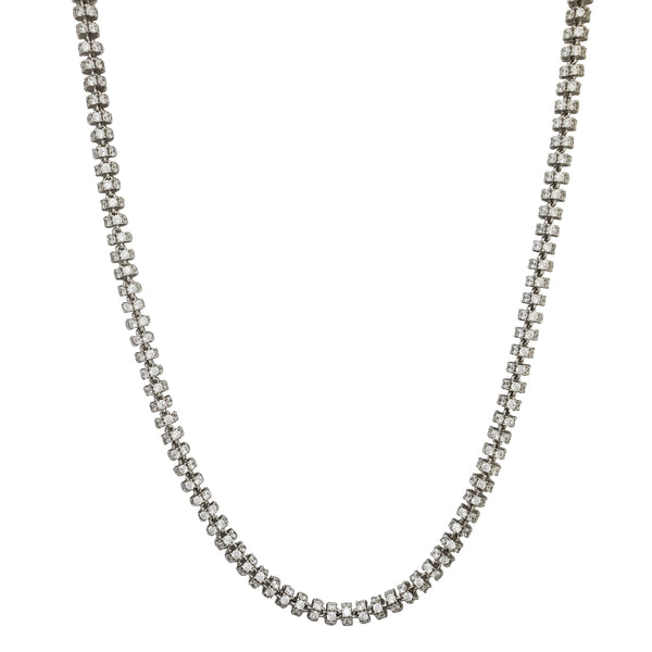 Iced-Out Round Necklace (Silver)