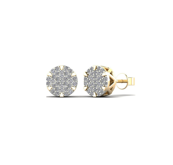 Diamond Round Cluster Stud Earrings (14K)