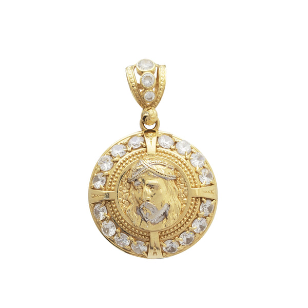 Iced Jesus Buckler Medallion Pendant (14K)