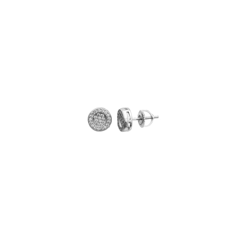 Iced-Out Round Stud Earrings (Silver)