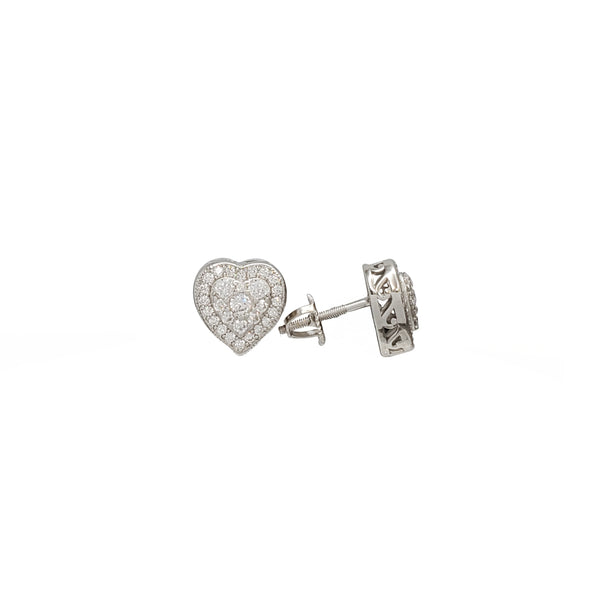 Micropave Heart CZ Stud Earring (Silver)