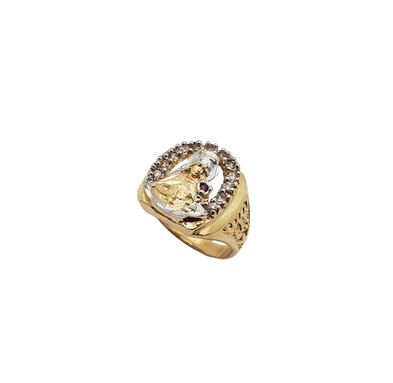 Saint Barbara CZ Horseshoe Ring (14K)