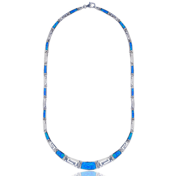 Blue Opal Graduated Necklace (Silver) Popular Jewelry - New York