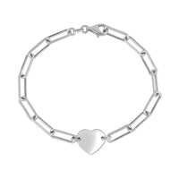 Engravable Heart Paperclip Link Bracelet (Silver) main - Popular Jewelry - New York