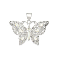 Mother of Pearl Butterfly Pendant (Silver) front - Popular Jewelry - New York