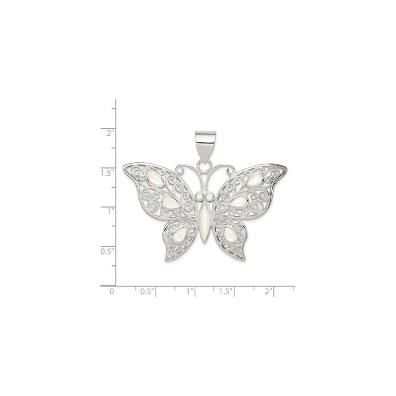 Mother of Pearl Butterfly Pendant (Silver) scale - Popular Jewelry - New York