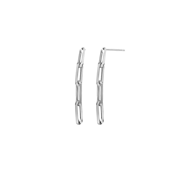 Paperclip Four-Link Dangling Earrings (Silver) main - Popular Jewelry - New York