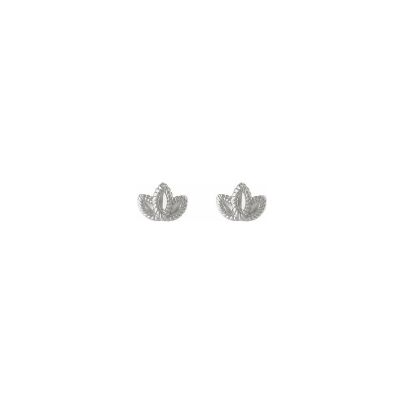 Petite Leaf Stud Earrings (Silver) front - Popular Jewelry - New York