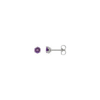 Round Amethyst 3-prong Stud Earrings (Silver) main - Popular Jewelry - New York