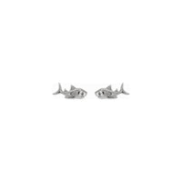 Shark Stud Earrings (Silver) front - Popular Jewelry - New York