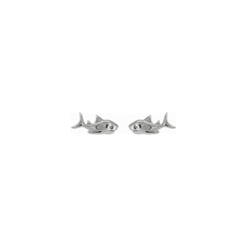 Shark Stud Earrings (Silver) front - Popular Jewelry - New York