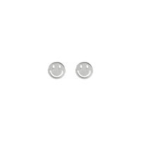 Smiley Face Stud Earrings (Silver) front - Popular Jewelry - New York