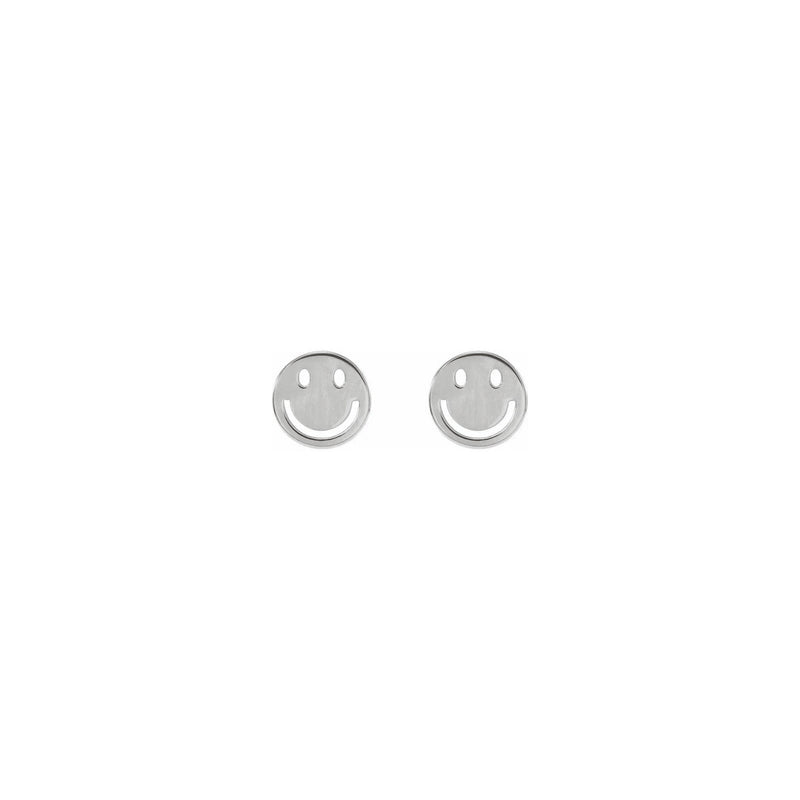 Smiley Face Stud Earrings (Silver) front - Popular Jewelry - New York