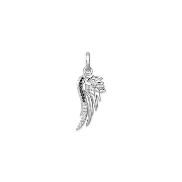 Spiky Angel Wing Zirconia Pendant (Silver) front - Popular Jewelry - New York