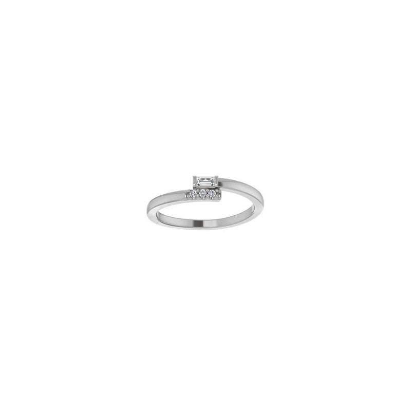 Stackable Baguette Diamond Bypass Ring (Silver) front - Popular Jewelry - New York