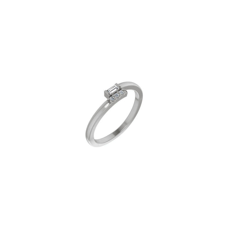 Stackable Baguette Diamond Bypass Ring (Silver) main - Popular Jewelry - New York