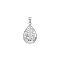 Winter Tree Teardrop Frame Pendant (Silver) back - Popular Jewelry - New York