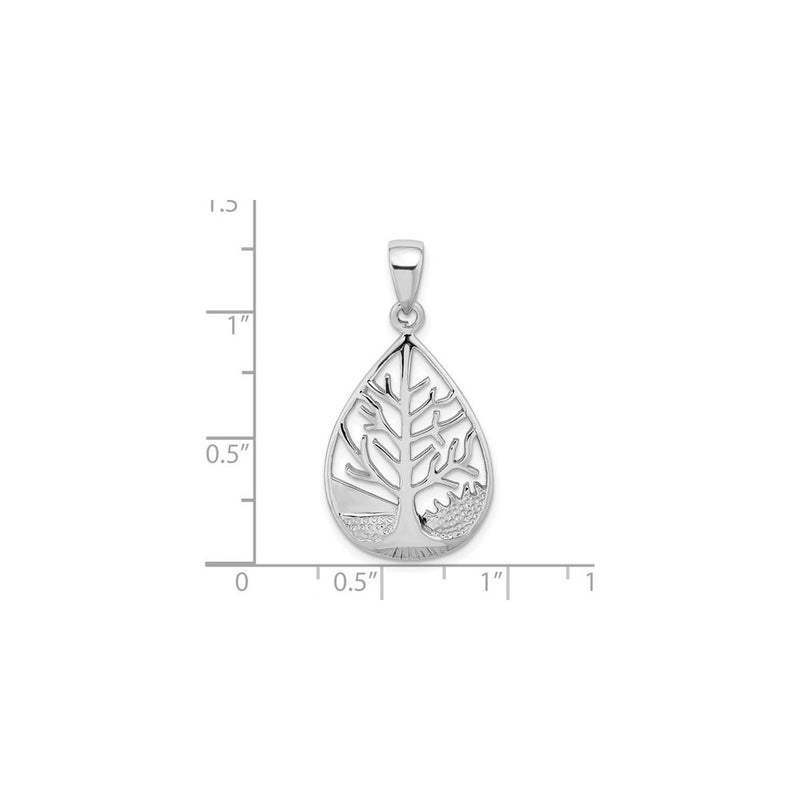 Winter Tree Teardrop Frame Pendant (Silver) scale - Popular Jewelry - New York