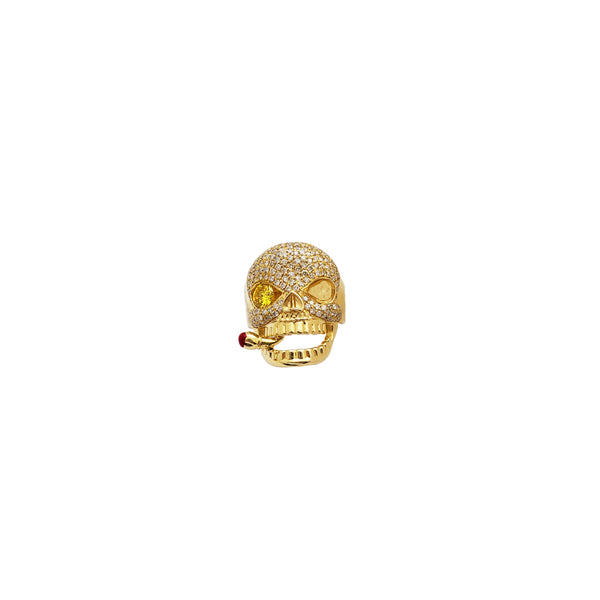 Diamond Smoker Skull Ring (14K)