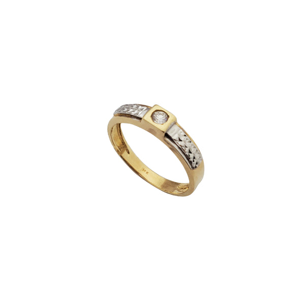 Criss-Cross Diamond-Cut CZ Band (14K)